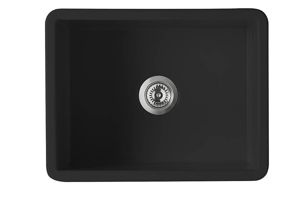 Cuisine 60 x 46 Inset / Undermount Fine Fireclay Matte Black Sink