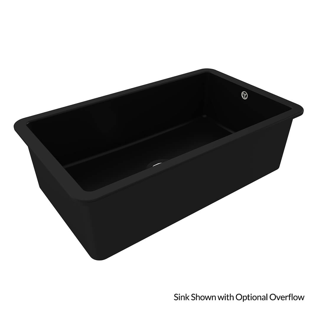 Cuisine 81 x 48 Inset / Undermount Fine Fireclay Matte Black Sink