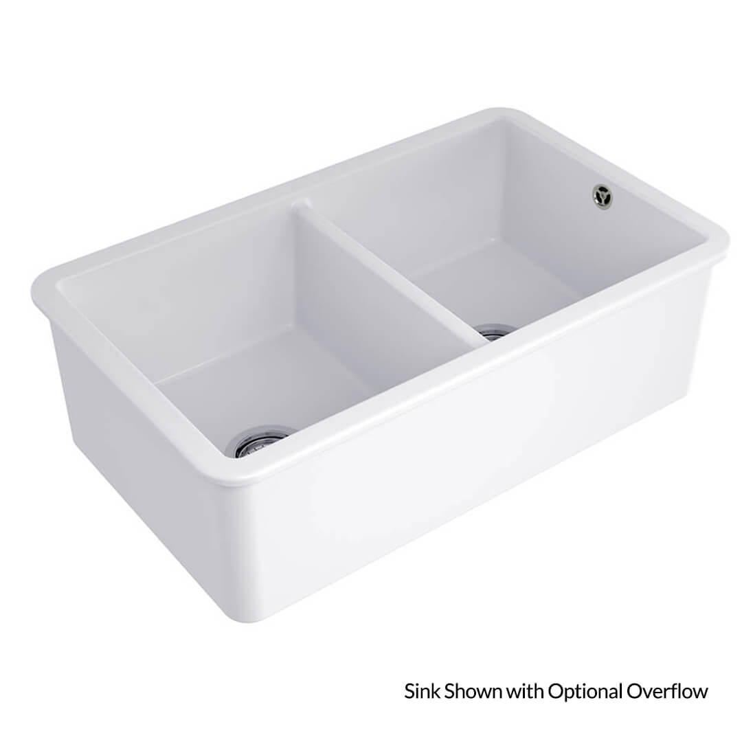 Cuisine 85 x 46 Double Inset / Undermount Fine Fireclay Matte White Sink