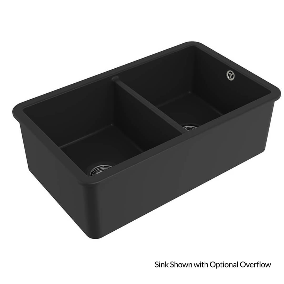 Cuisine 85 x 46 Double Inset / Undermount Fine Fireclay Sink Matte Black
