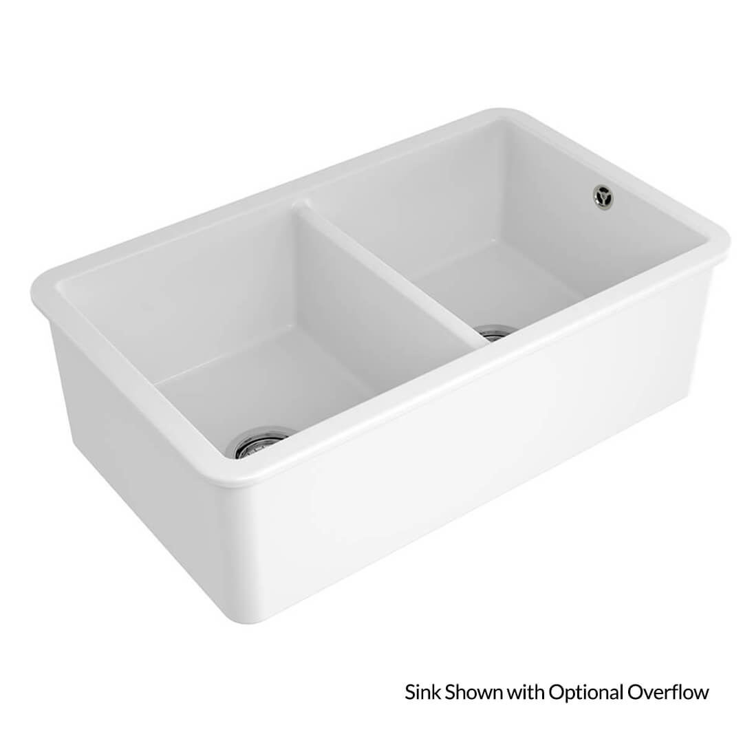 Cuisine 85 x 46 Double Inset / Undermount Fine Fireclay Gloss White Sink