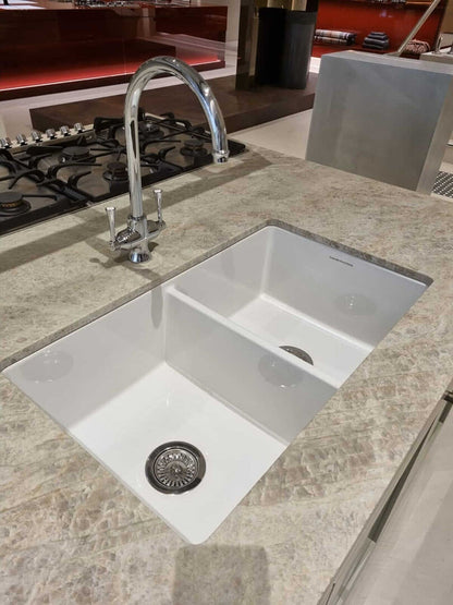 Cuisine 85 x 46 Double Inset / Undermount Fine Fireclay Gloss White Sink