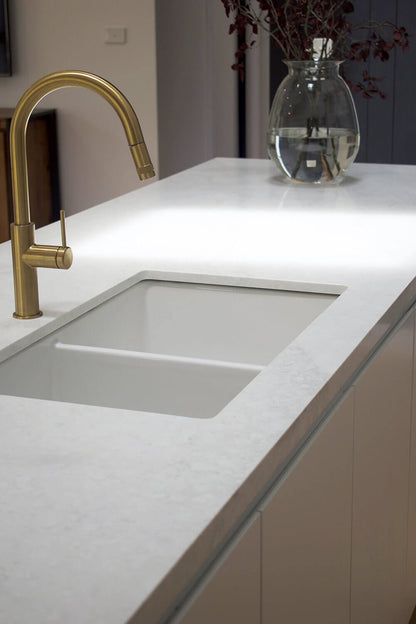 Cuisine 85 x 46 Double Inset / Undermount Fine Fireclay Matte White Sink