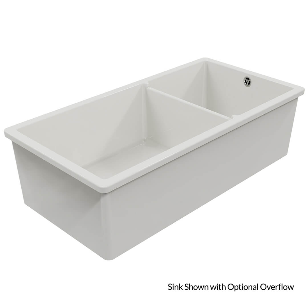 Cuisine 93 x 48 One and a Half Bowl Inset / Undermount Fine Fireclay Matte White Sink