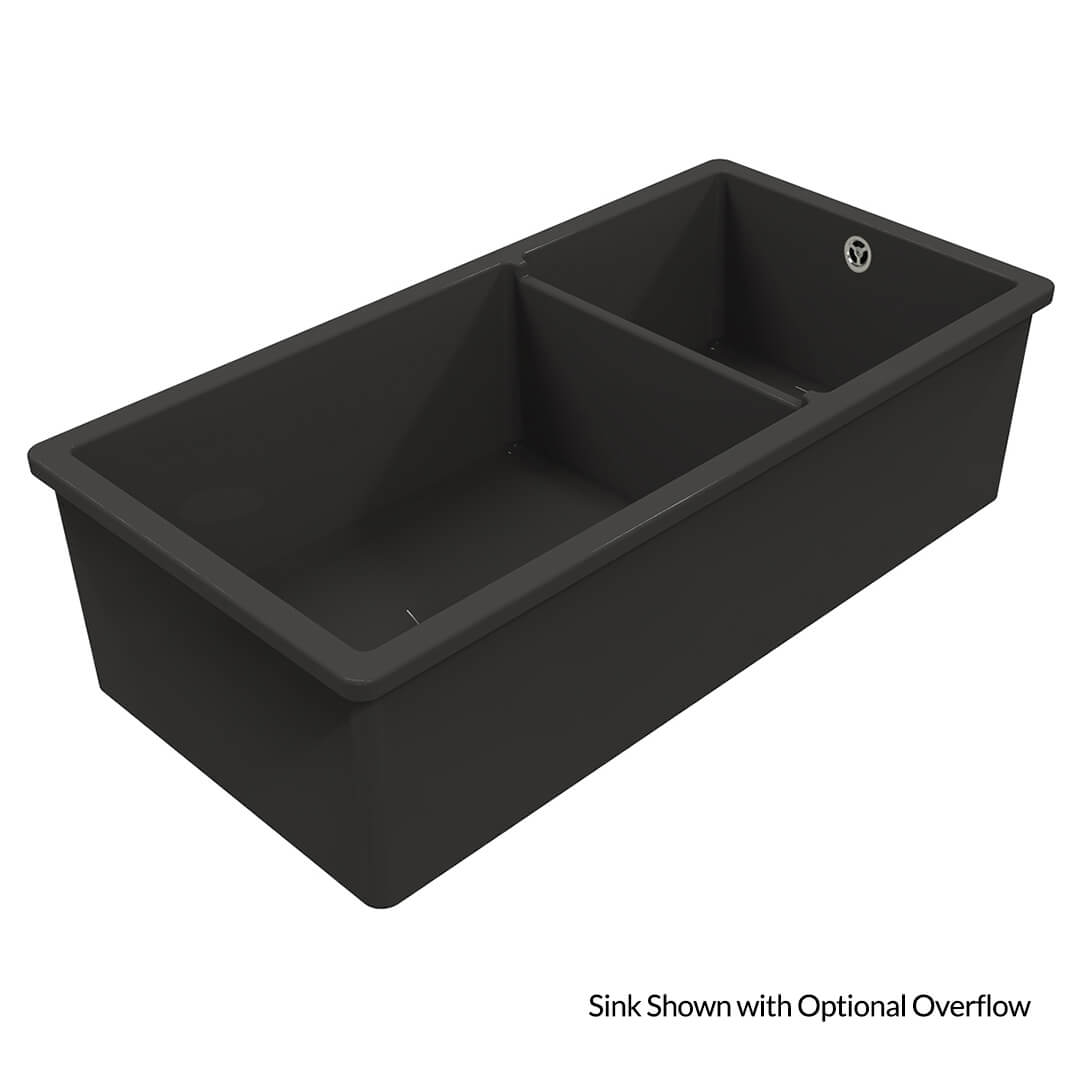 Cuisine 93 x 48 One and a Half Bowl Inset / Undermount Fine Fireclay Matte Black Sink