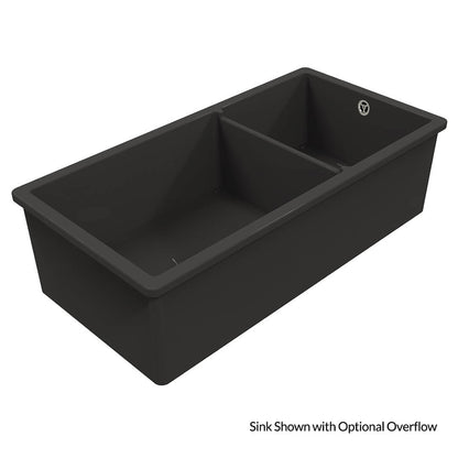 Cuisine 93 x 48 One and a Half Bowl Inset / Undermount Fine Fireclay Matte Black Sink