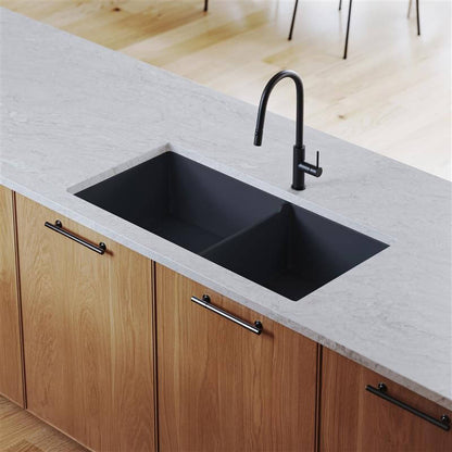Cuisine 93 x 48 One and a Half Bowl Inset / Undermount Fine Fireclay Matte Black Sink