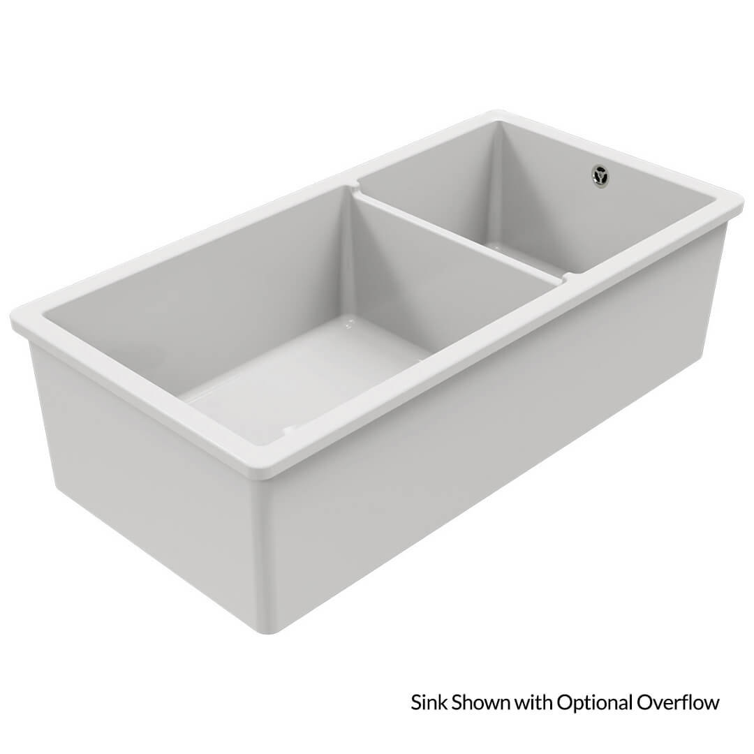 Cuisine 93 x 48 One and a Half Bowl Inset / Undermount Fine Fireclay Gloss White Sink