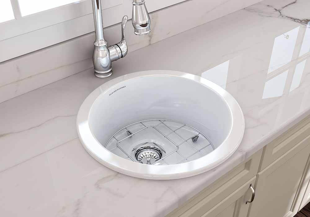 Cuisine Round 47 Inset / Undermount Fine Fireclay Gloss White Sink
