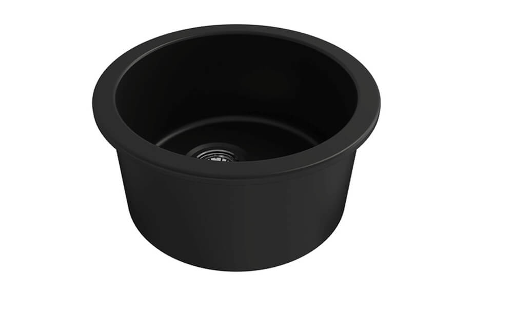 Cuisine Round 47 Inset / Undermount Fine Fireclay Matte Black Sink