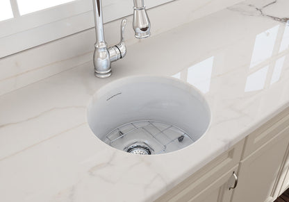 Cuisine Round 47 Inset / Undermount Fine Fireclay Gloss White Sink