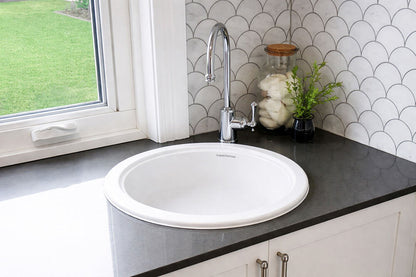 Cuisine Round 47 Inset / Undermount Fine Fireclay Matte White Sink
