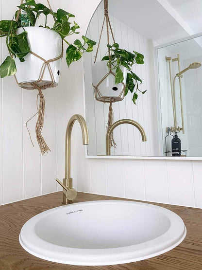 Cuisine Round 47 Inset / Undermount Fine Fireclay Gloss White Sink