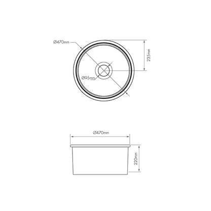 Cuisine Round 47 Inset / Undermount Fine Fireclay Matte White Sink