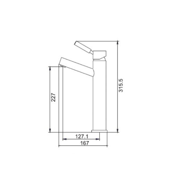 Dolce Angle Spout Tall Basin Mixer