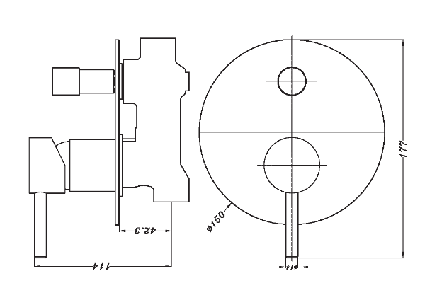 Dolce Shower/Bath Mixer with Diverter