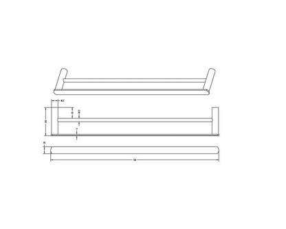 INSPIRE VETTO DOUBLE NON-HEATED TOWEL RAIL GUN METAL 600MM AND 750MM