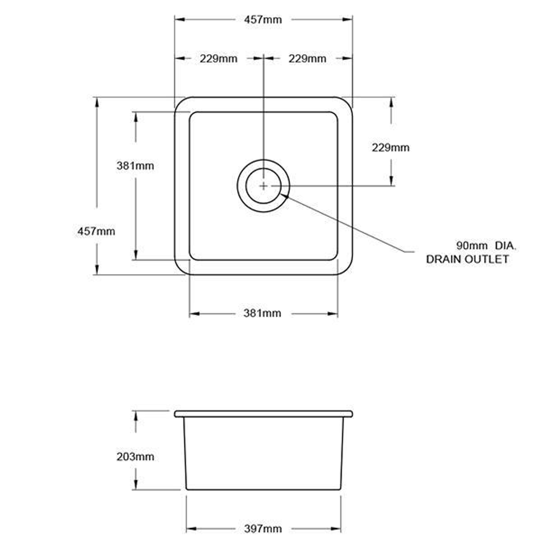 T&H Cuisine 46 X 46 Inset / Undermount Fine Fireclay Sink
