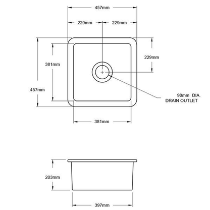 T&H Cuisine 46 X 46 Inset / Undermount Fine Fireclay Sink