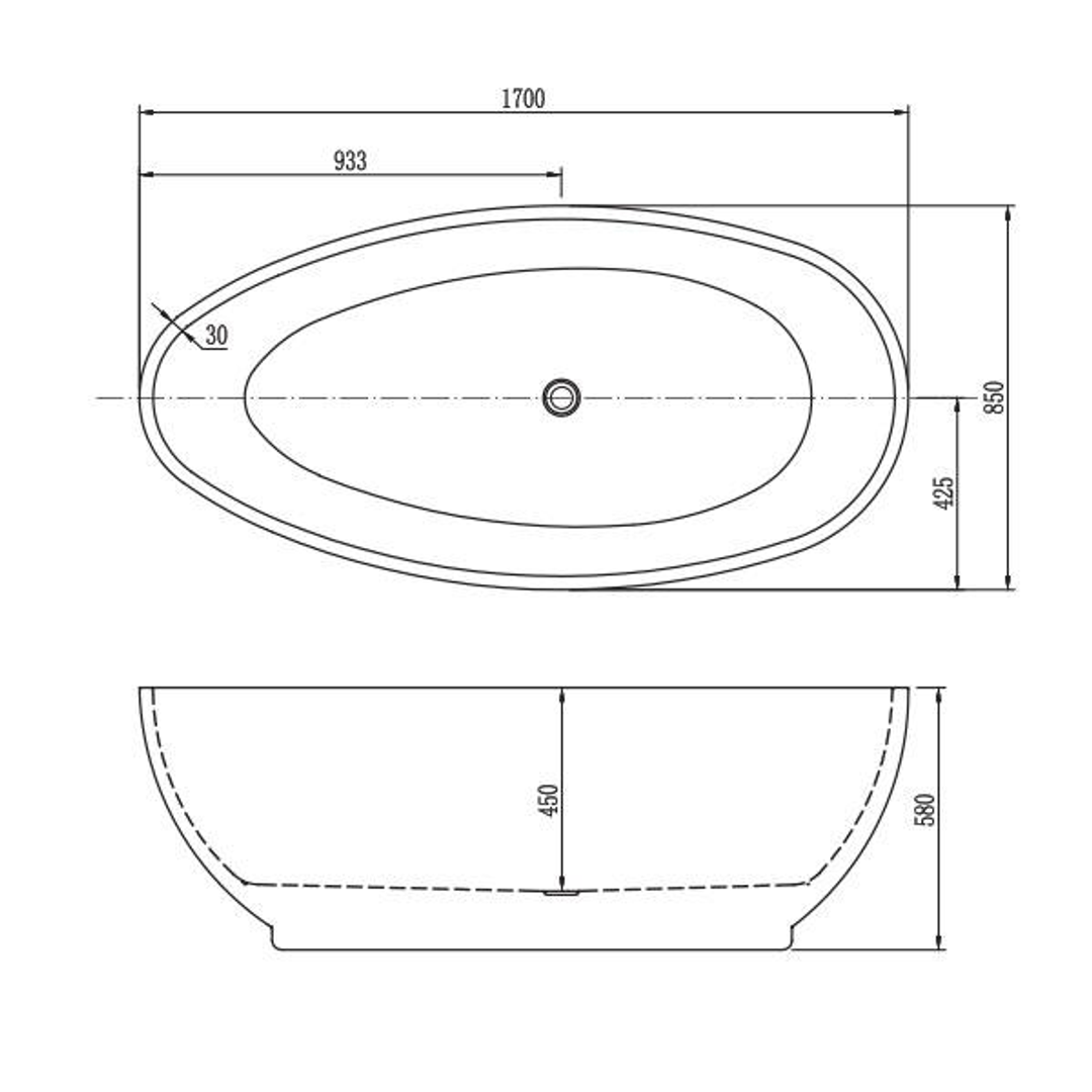 Belbagno Aveo Freestanding Bath  1700mm