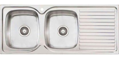 Oliveri Endeavour Double Left Hand Bowl Inset Sink With Drainer EE71