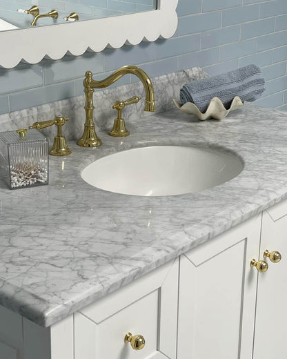 Coventry 120 x 55 Single Bowl Satin White Vanity with Real Marble Top & Ceramic Undercounter Basin