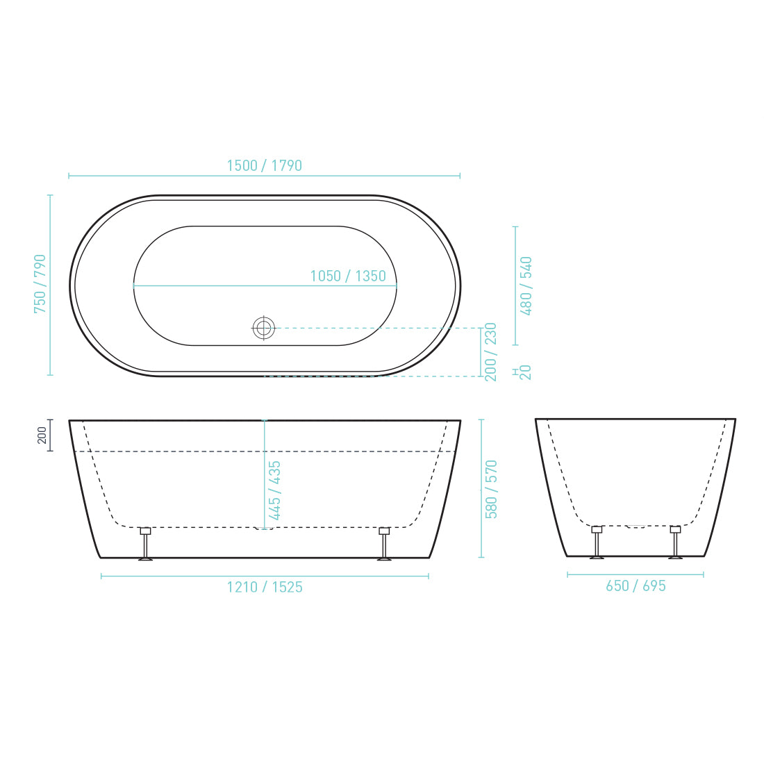 Decina Elinea 1500  Freestanding Bath