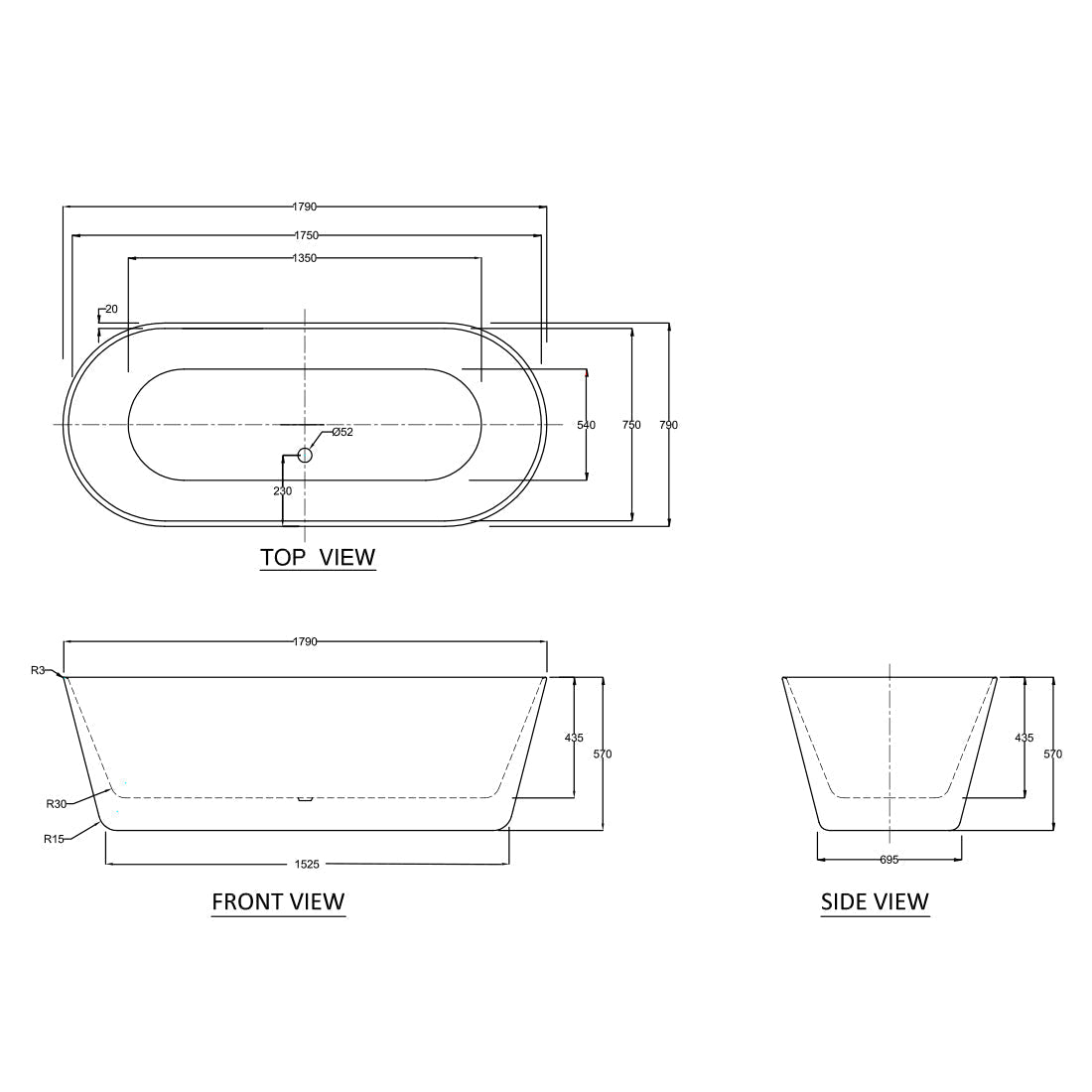 Decina Elinea 1780  Freestanding Bath