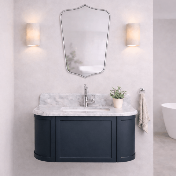 Evara 900mm Vanity with Real Marble Top & Ceramic Undercounter Basin