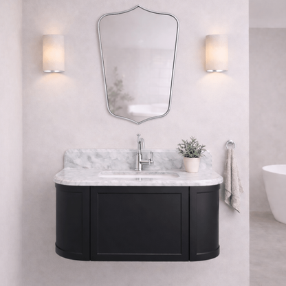 Evara 900mm Vanity with Real Marble Top & Ceramic Undercounter Basin