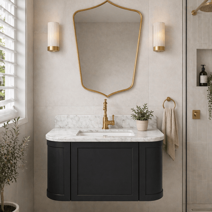 Evara 900mm Vanity with Real Marble Top & Ceramic Undercounter Basin