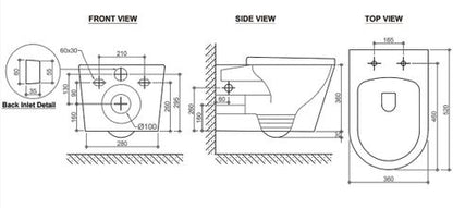 Inspire Alzano  Rimless Wall-Hung Toilet Pan