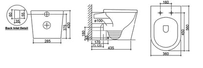 Alzano Floor Mount Pan Geberit Inwall Cistern Set