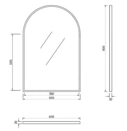 Otti Archie Metal Framed Mirror 900x600mm