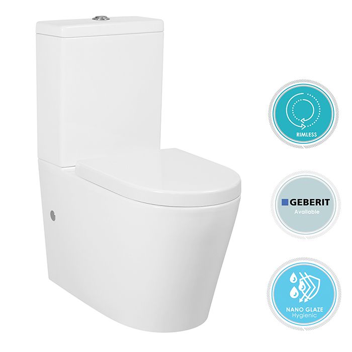 Alzano Rimless Toilet Suite Thick Seat / Geberit Cistern