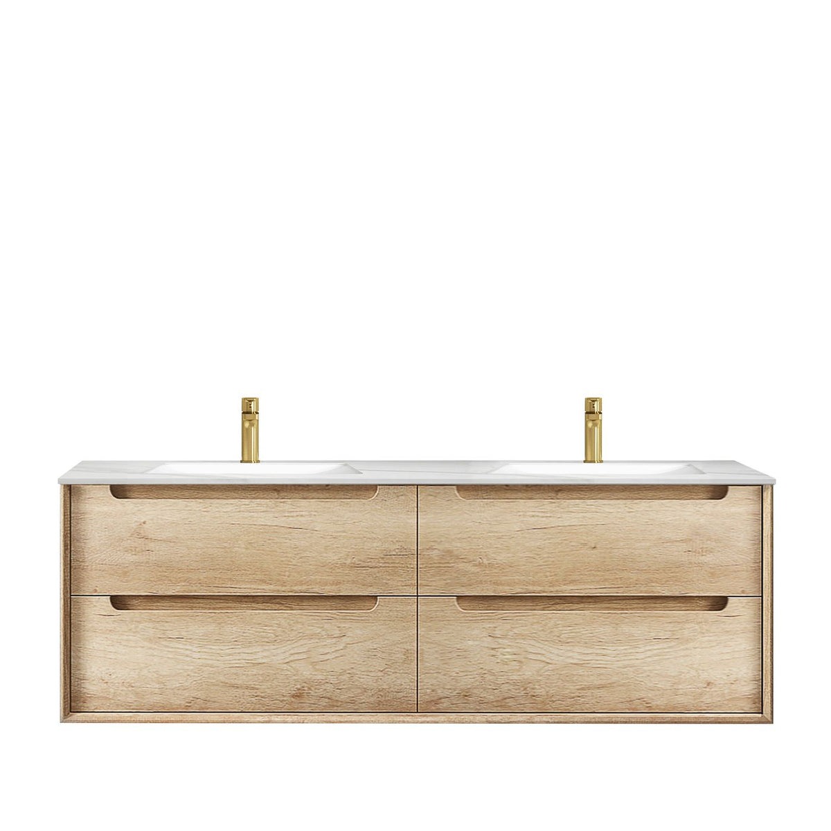 Byron 1500mm Natural Oak Wall Hung Vanity with Mont Blanc 60mm Top 12TH