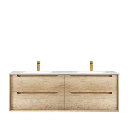 Byron 1500mm Natural Oak Wall Hung Vanity with Mont Blanc 60mm Top 12TH