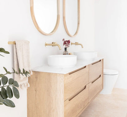 Byron 1500mm Natural Oak Wall Hung Vanity with Mont Blanc 60mm Top 12TH