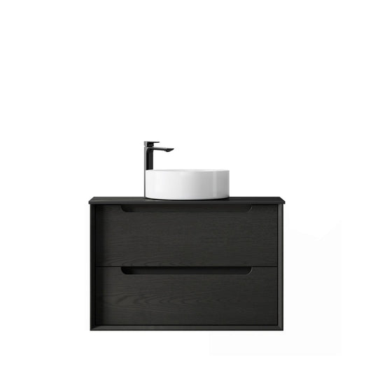 Byron 750mm Black Oak Wall Hung Vanity with Empire Black Top 10TH