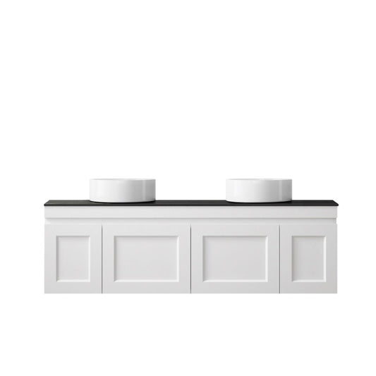 Hampton Mark II 1500mm Satin White Wall Hung Vanity with Empire Black Top NTH