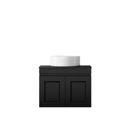 Hampton Mark II 600mm Satin Black Wall Hung Vanity with Empire Black Top NTH