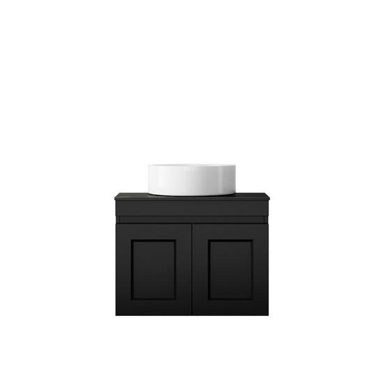 Hampton Mark II 600mm Satin Black Wall Hung Vanity with Empire Black Top NTH