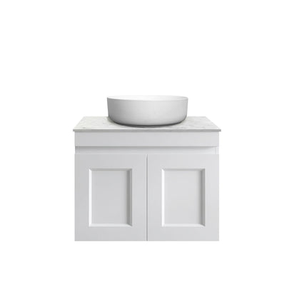 Hampton Mark II 600mm Satin White Wall Hung Vanity with Mont Blanc Top 12TH