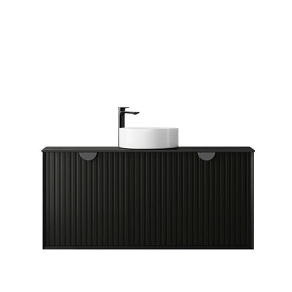 Marlo Fluted 1200mm Matte Black Wall Hung Vanity with Empire Black Top 10TH
