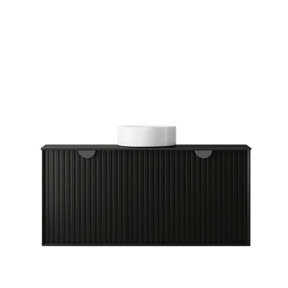 Marlo Fluted 1200mm Matte Black Wall Hung Vanity with Empire Black Top NTH