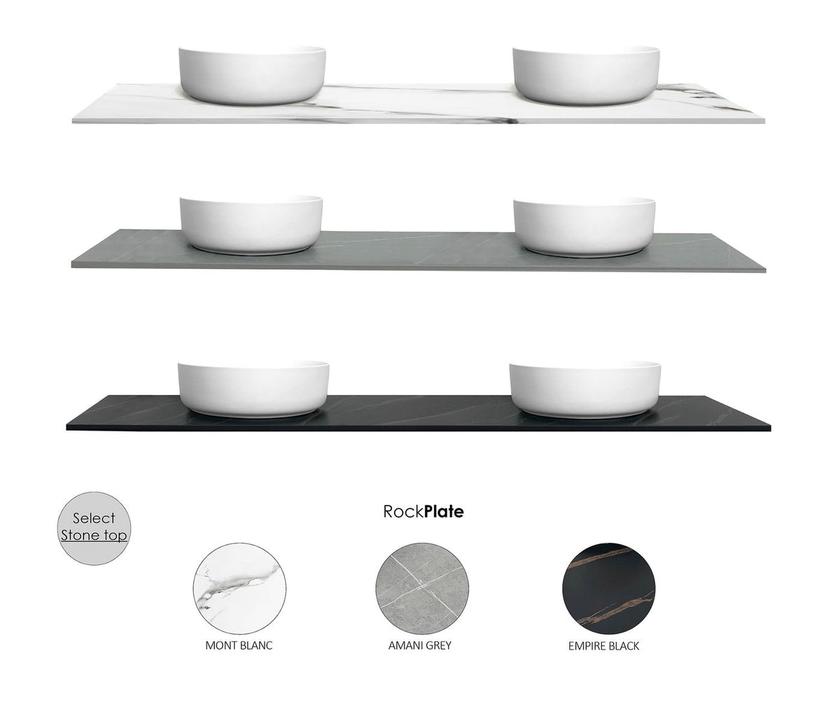 Marlo Fluted 1500mm Matte Black Wall Hung Vanity with Mont Blanc Top 12TH