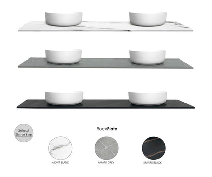 Marlo Fluted 1500mm Matte Black Wall Hung Vanity with Mont Blanc Top 12TH