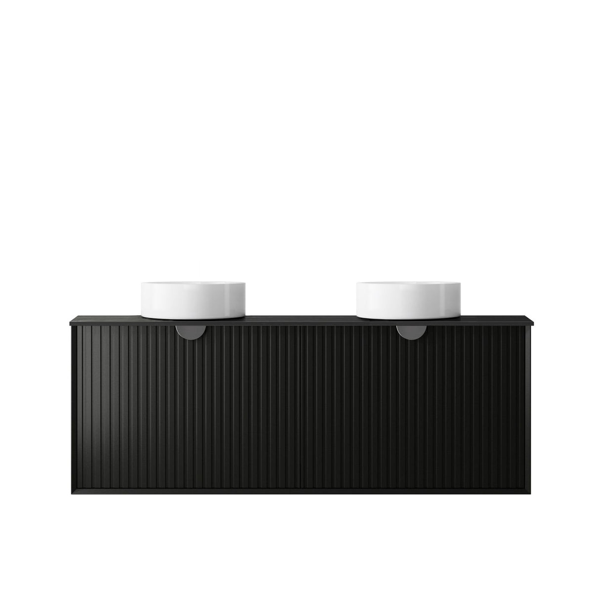 Marlo Fluted 1500mm Matte Black Wall Hung Vanity with Empire Black Top NTH
