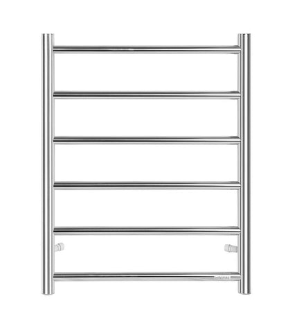 Round Stainless Steel Chrome Electric Heated Towel Rack 6 Bars Universal Inlet
