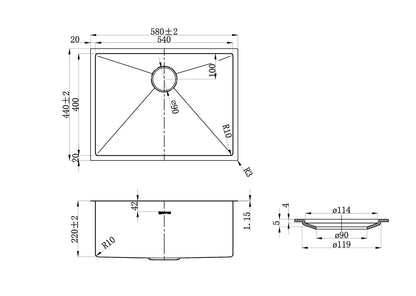 Axon Sink 58S 580x440x220 Gun Metal